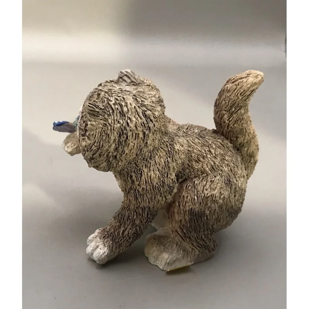 Russ Berrie Resin Tabby Cat With Butterfly